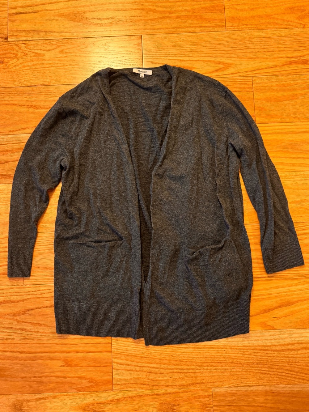 Madewell Dark Charcoal Open-Front Knit Cardigan
